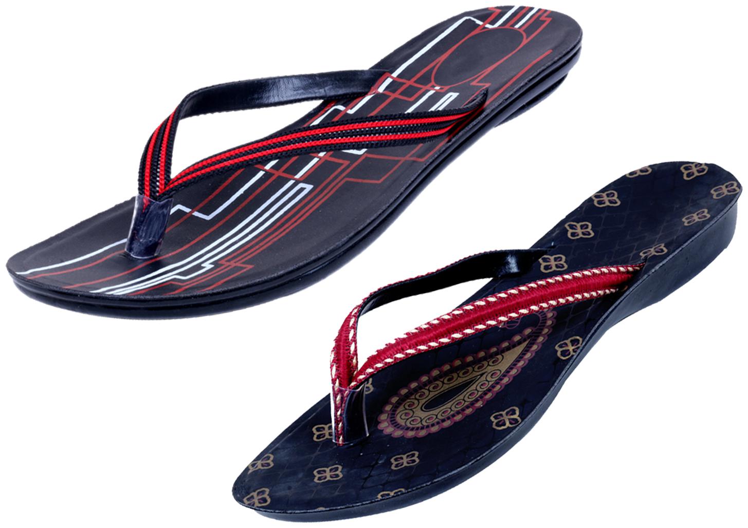 

IndiWeaves Womens Slippers Flipflops Pack of 2