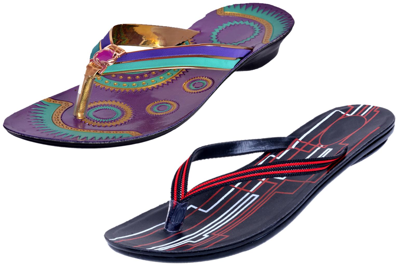 

IndiWeaves Womens Slippers Flipflops Pack of 2