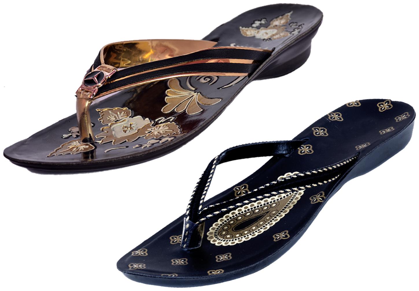 

IndiWeaves Womens Slippers Flipflops Pack of 2