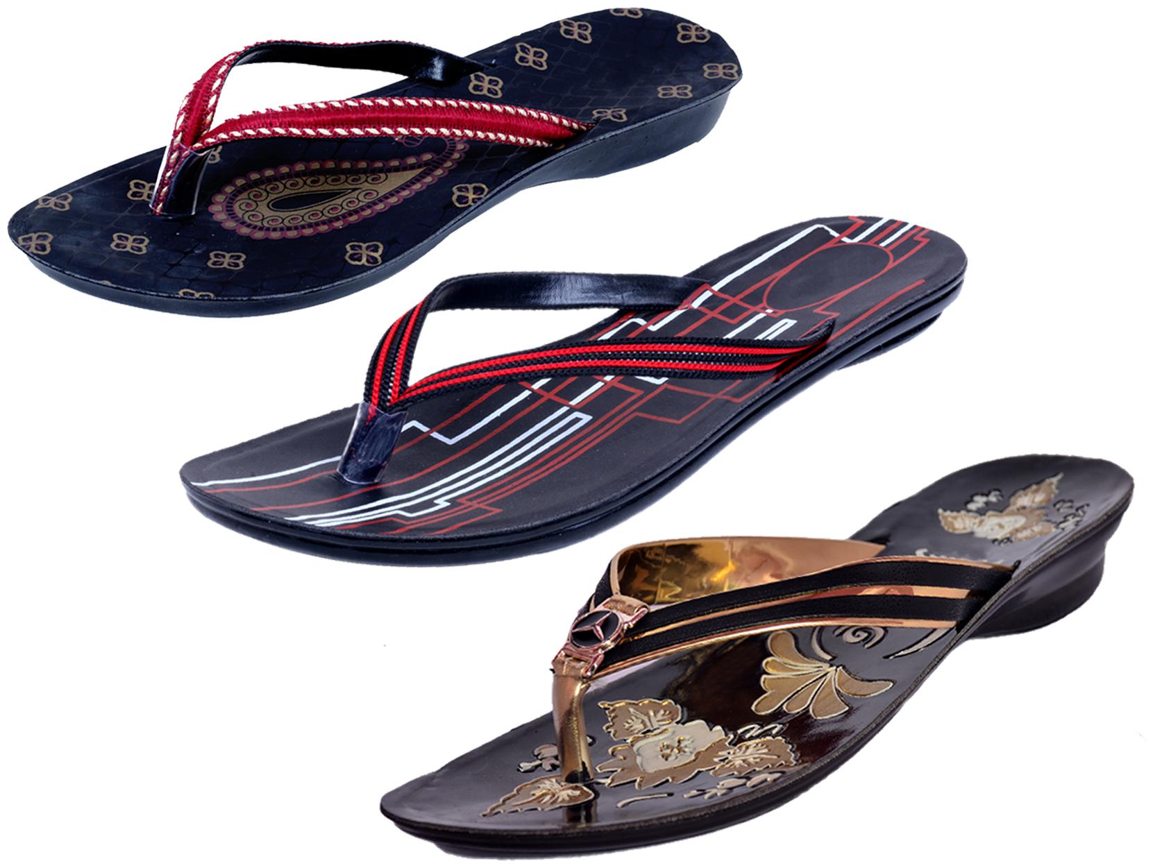 

IndiWeaves Womens Slippers Flipflops Pack of 3