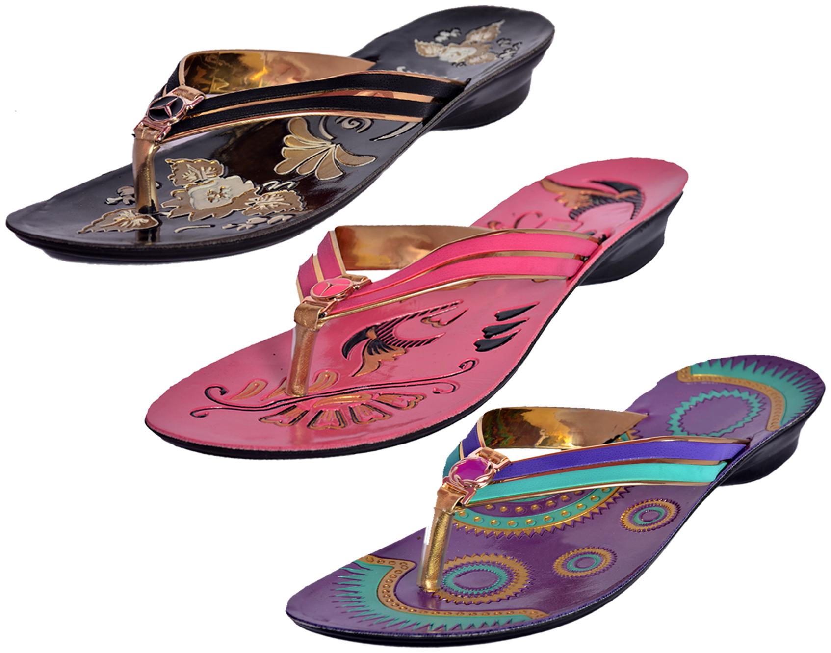 

IndiWeaves Womens Slippers Flipflops Pack of 3