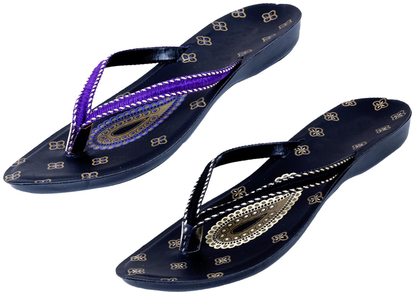 

IndiWeaves Womens Slippers Flipflops Pack of 2