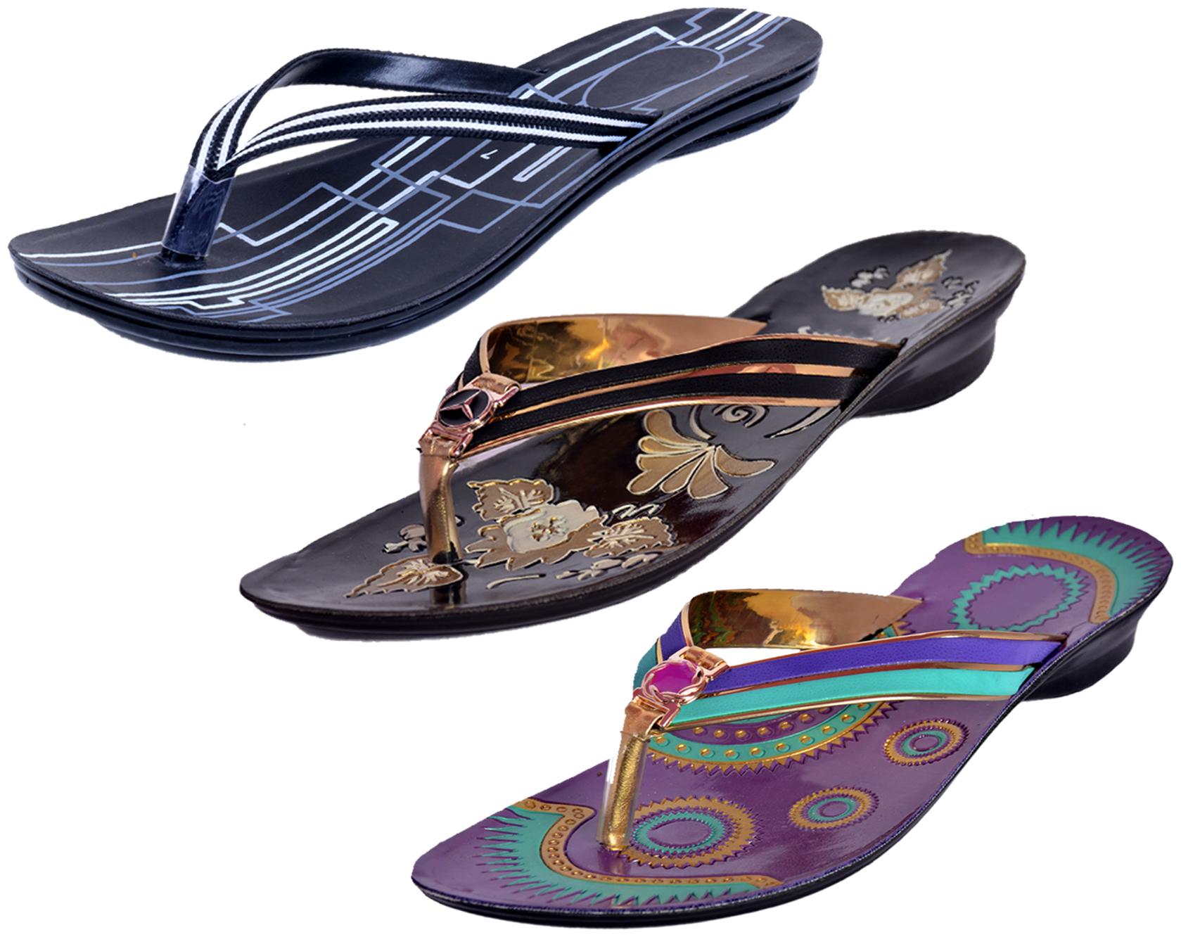 

IndiWeaves Womens Slippers Flipflops Pack of 3
