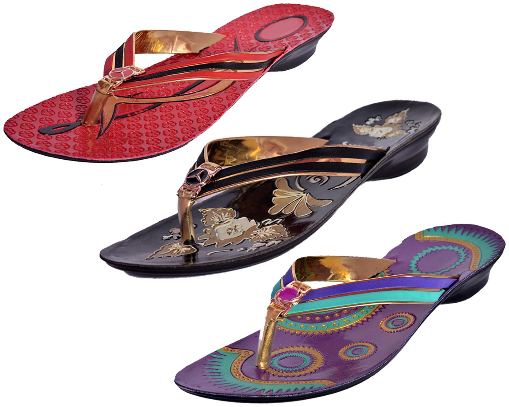 

IndiWeaves Womens Slippers Flipflops Pack of 3