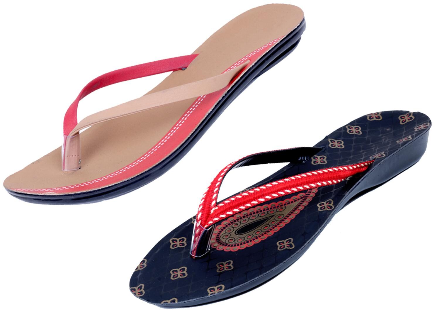

IndiWeaves Womens Slippers Flipflops Pack of 2