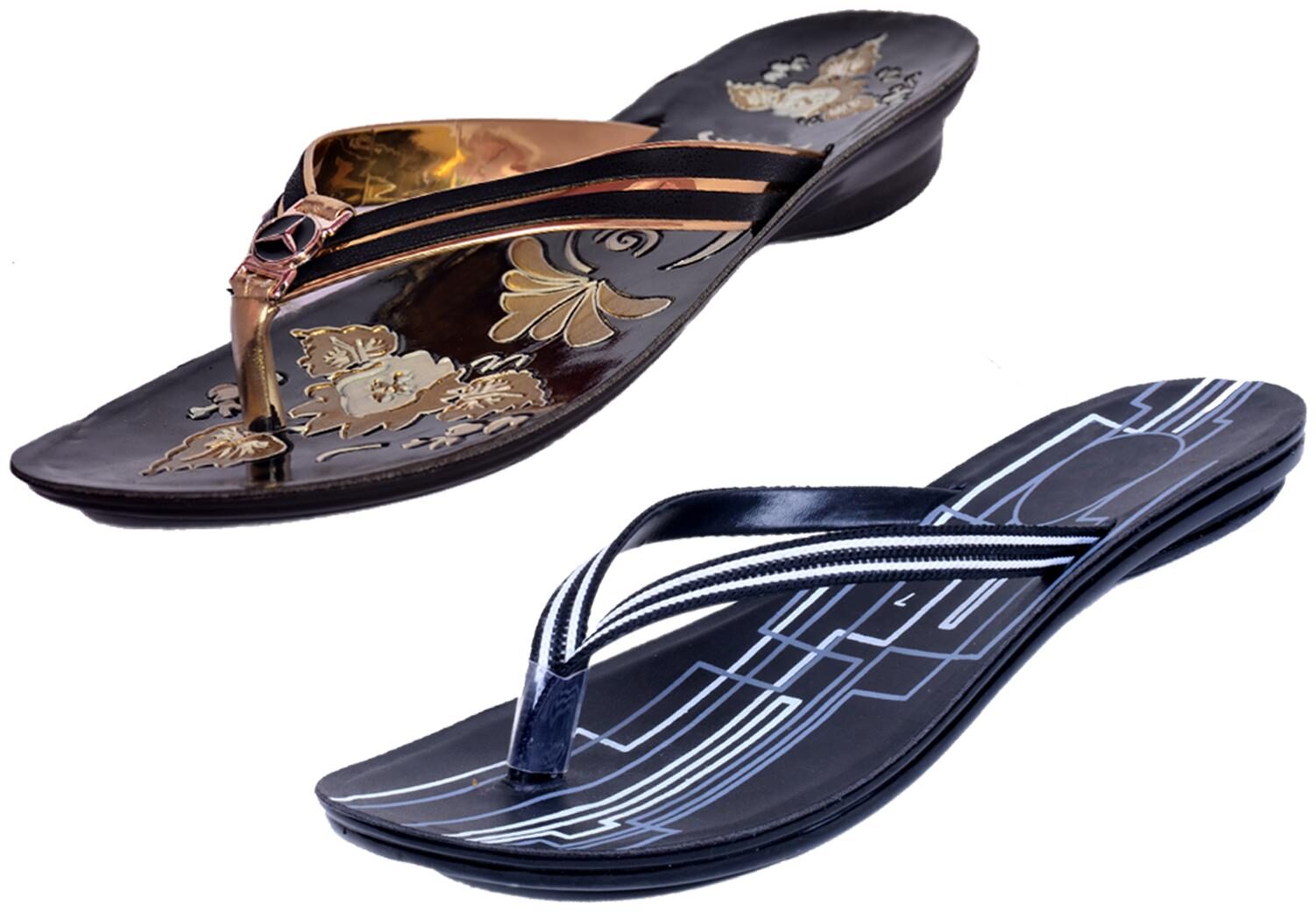 

IndiWeaves Womens Slippers Flipflops Pack of 2