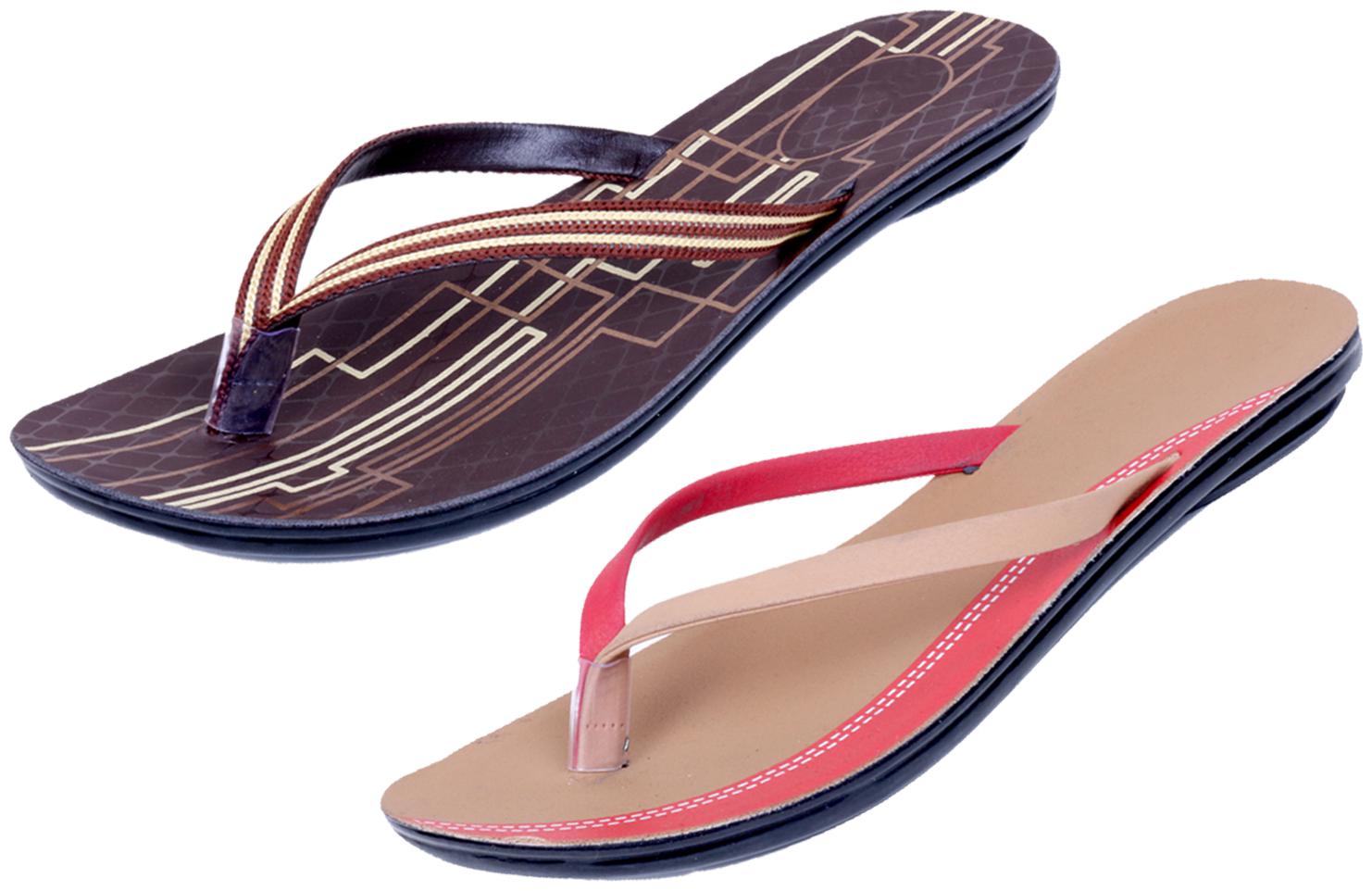 

IndiWeaves Womens Slippers Flipflops Pack of 2