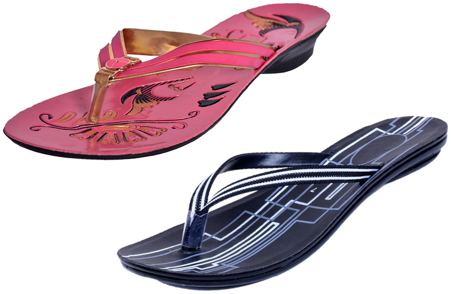 

IndiWeaves Womens Slippers Flipflops Pack of 2