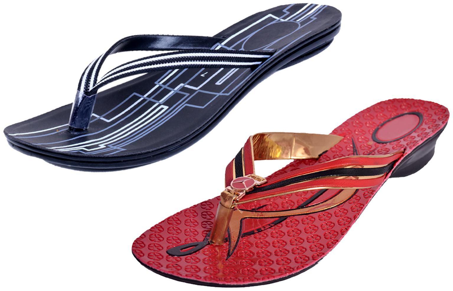 

IndiWeaves Womens Slippers Flipflops Pack of 2