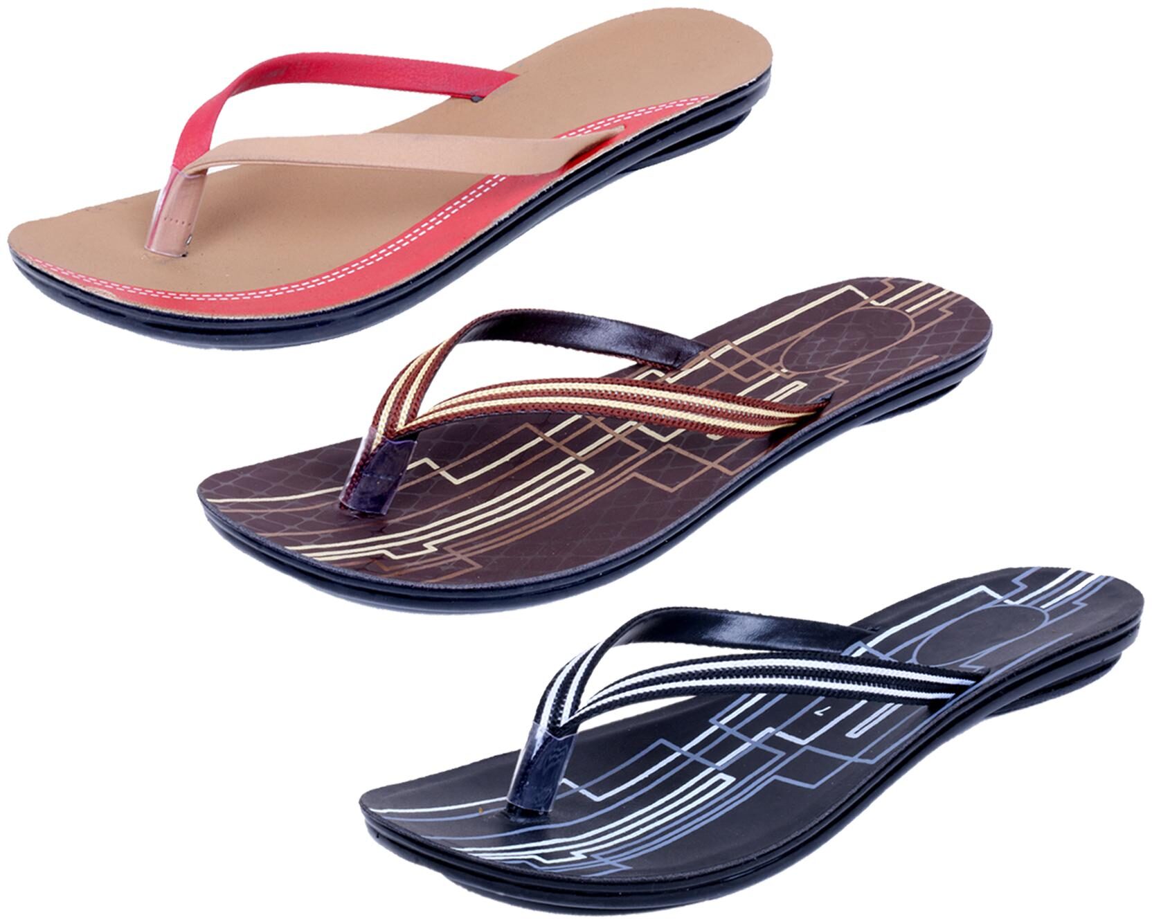 

IndiWeaves Womens Slippers Flipflops Pack of 3