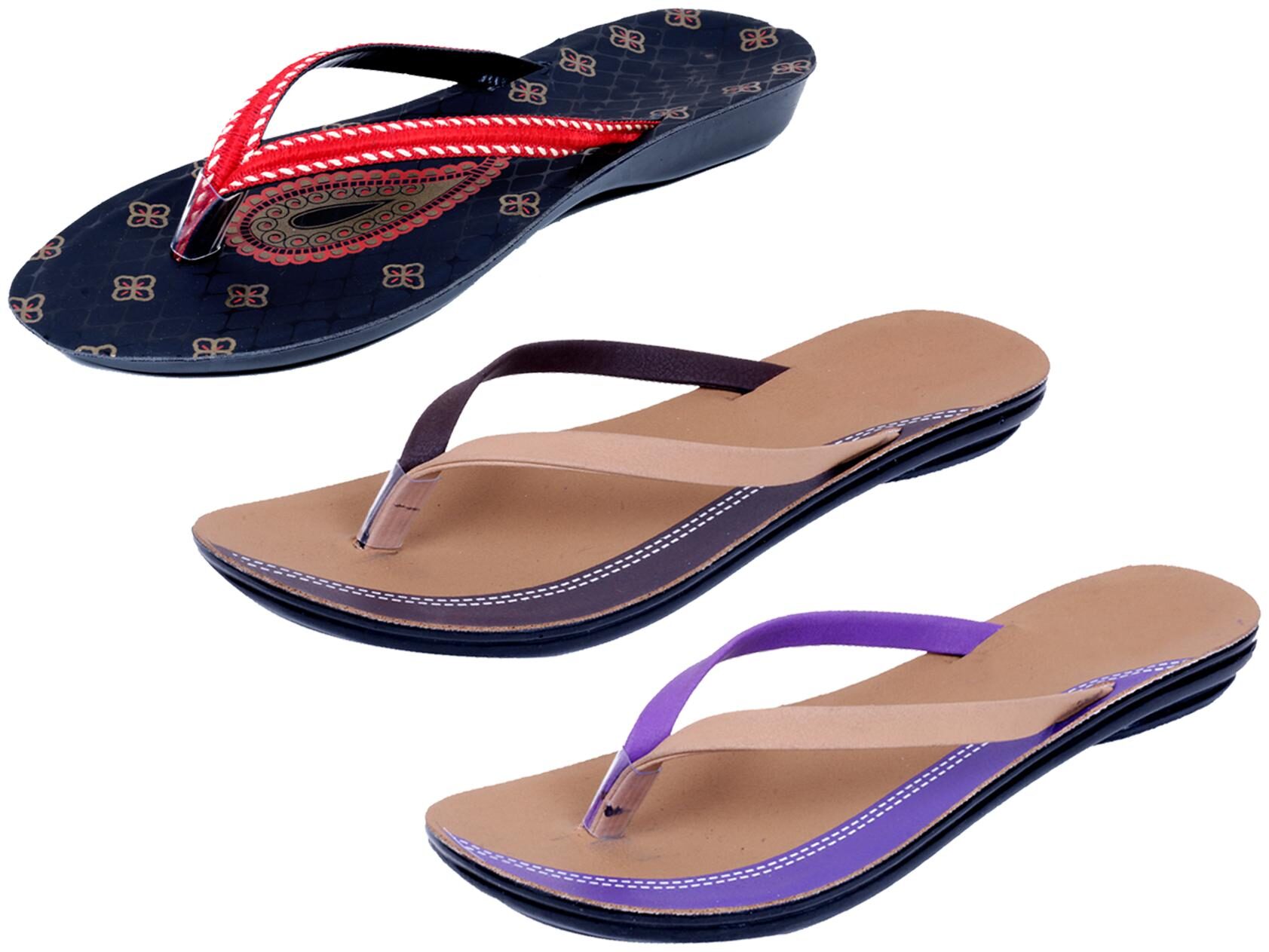 

IndiWeaves Womens Slippers Flipflops Pack of 3