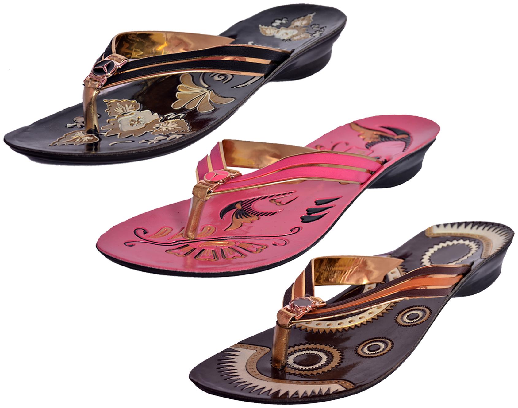 

IndiWeaves Womens Slippers Flipflops Pack of 3