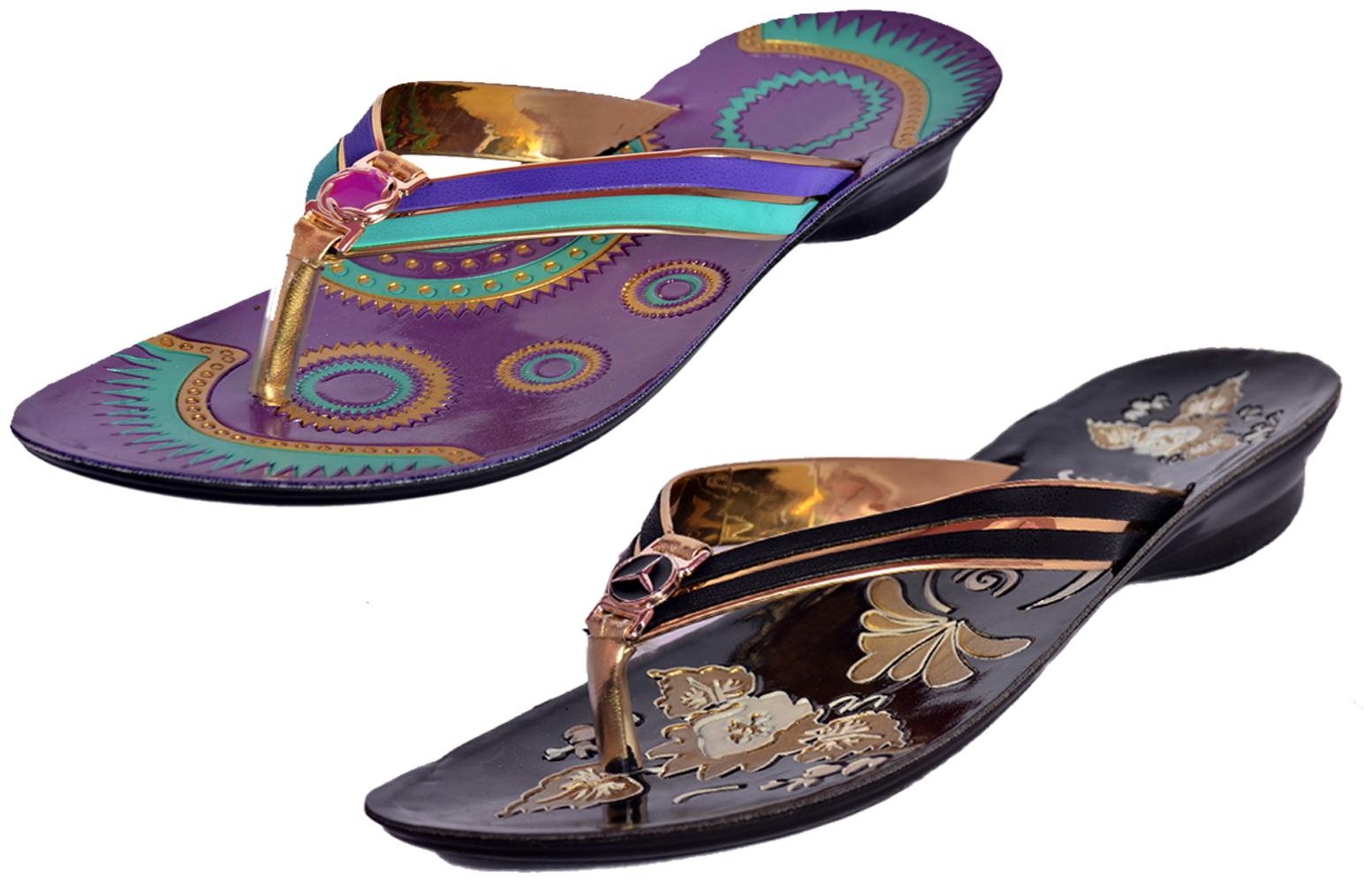 

IndiWeaves Womens Slippers Flipflops Pack of 2