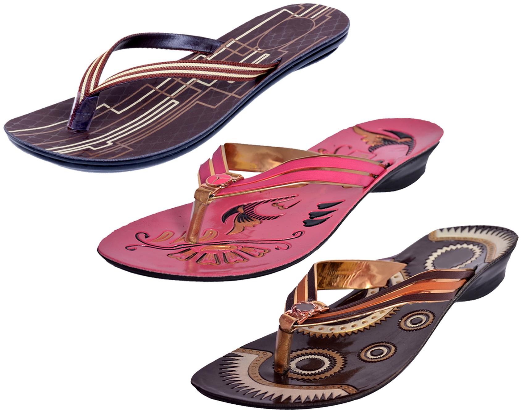 

IndiWeaves Womens Slippers Flipflops Pack of 3