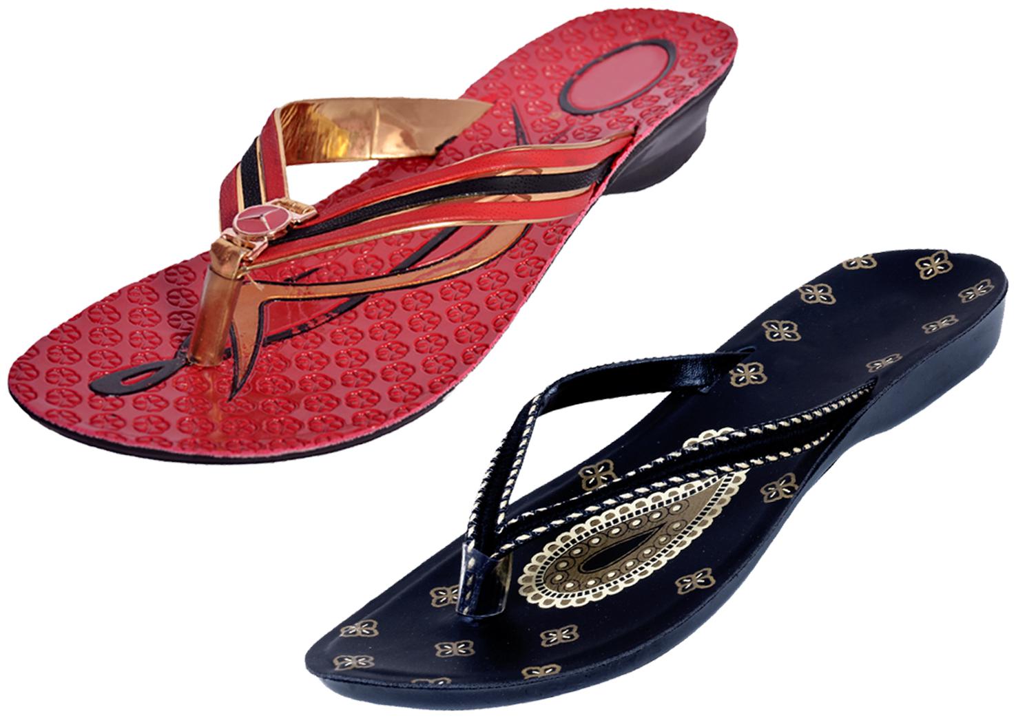 

IndiWeaves Womens Slippers Flipflops Pack of 2