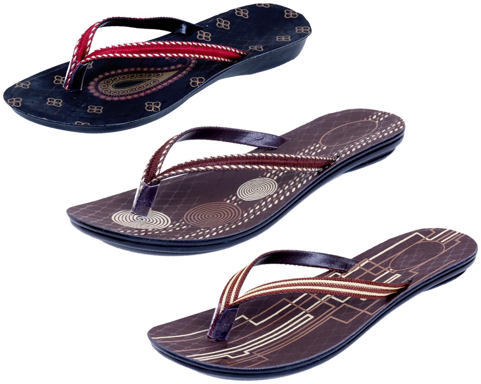 

IndiWeaves Womens Slippers Flipflops Pack of 3