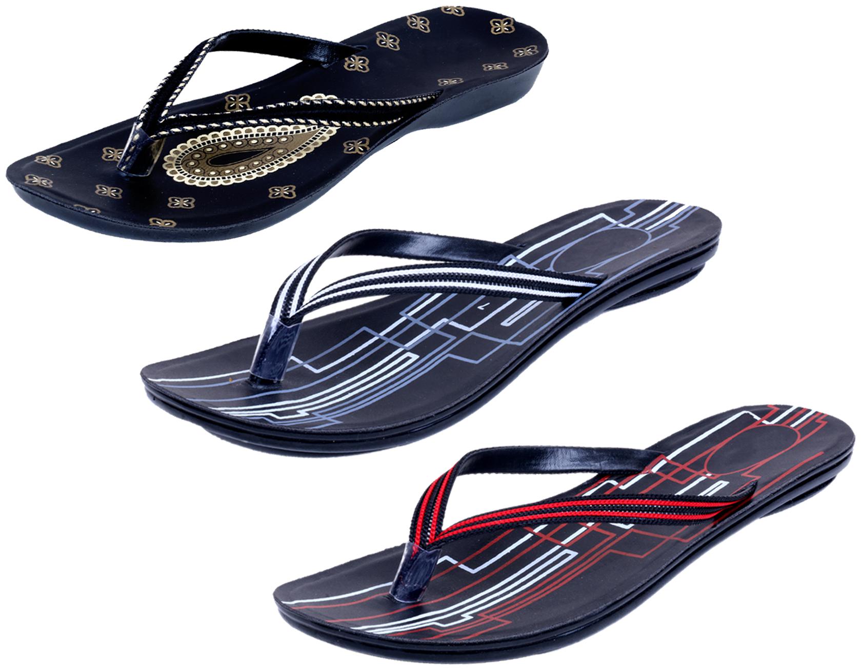 

IndiWeaves Womens Slippers Flipflops Pack of 3
