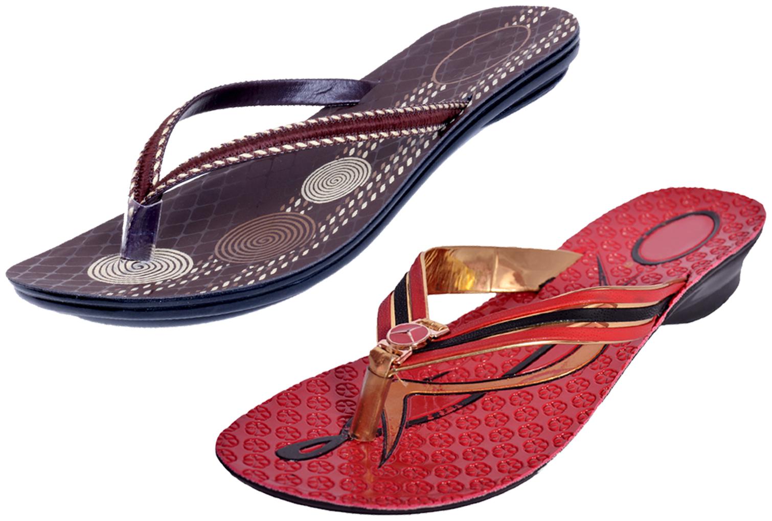 

IndiWeaves Womens Slippers Flipflops Pack of 2