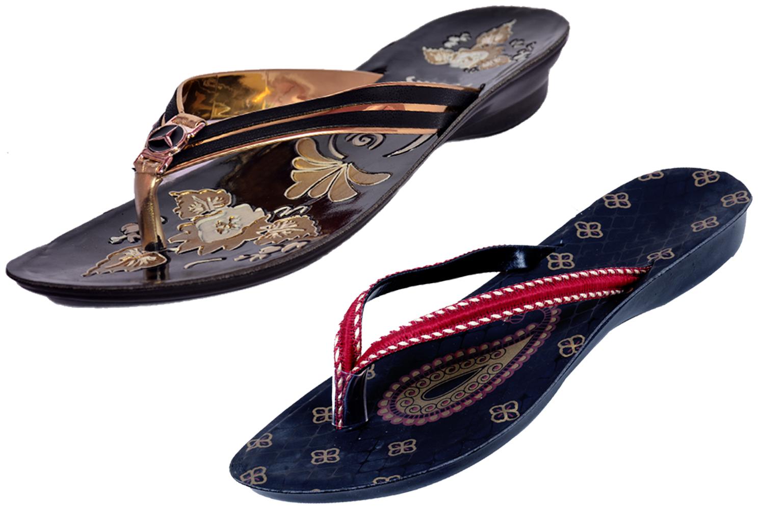 

IndiWeaves Womens Slippers Flipflops Pack of 2