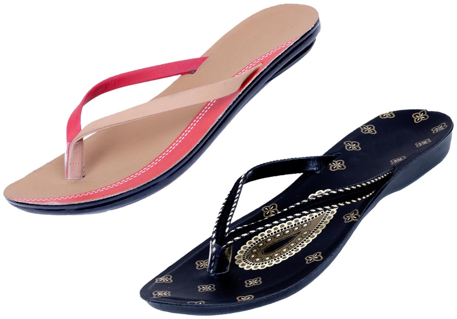 

IndiWeaves Womens Slippers Flipflops Pack of 2