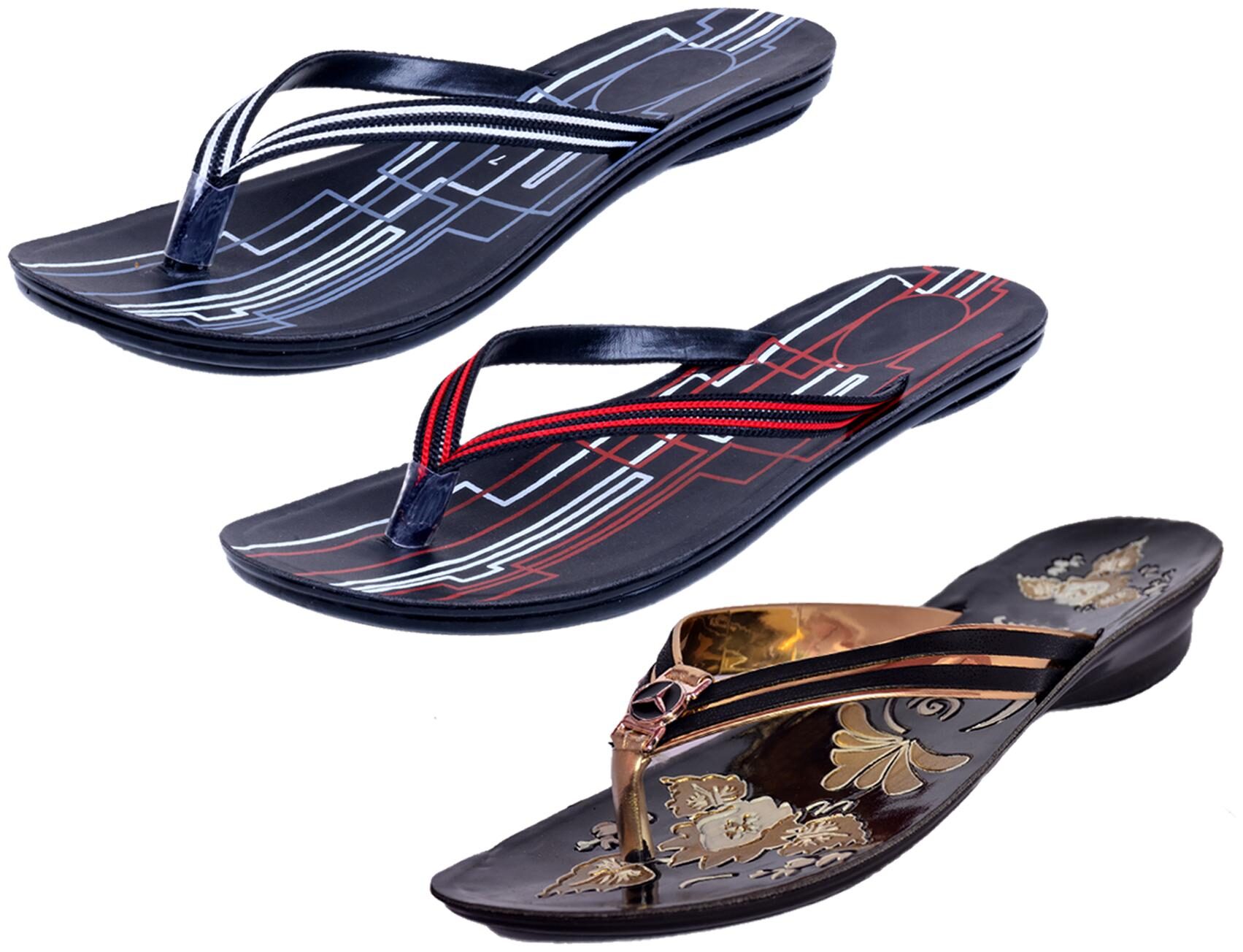 

IndiWeaves Womens Slippers Flipflops Pack of 3