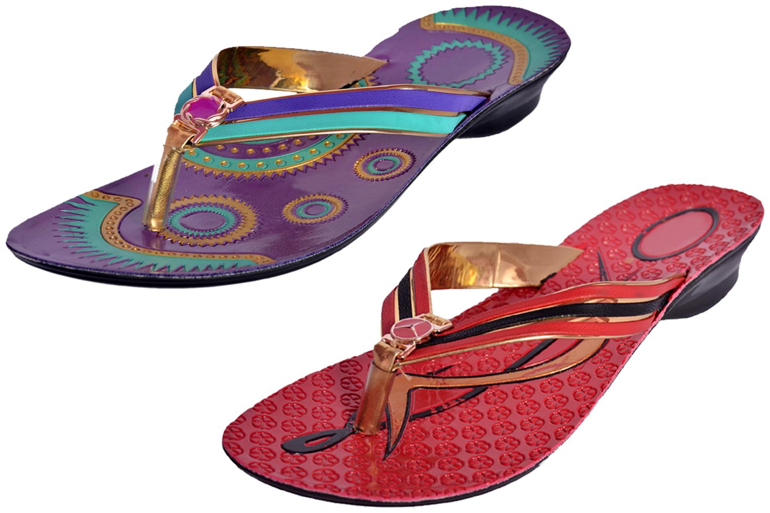 

IndiWeaves Womens Slippers Flipflops Pack of 2