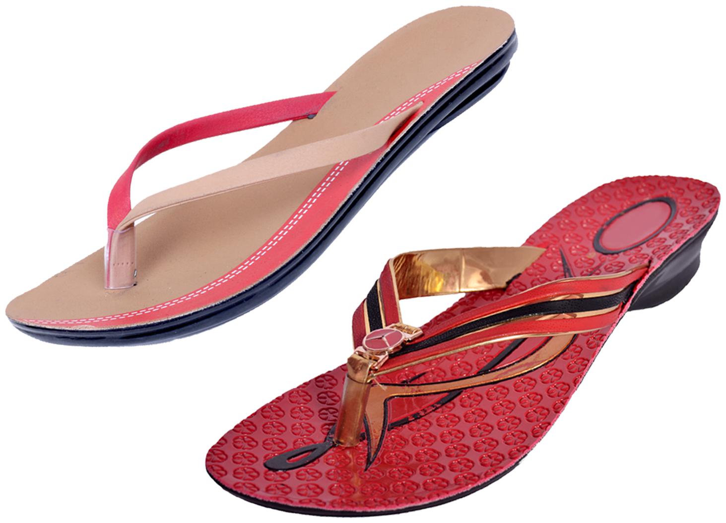 

IndiWeaves Womens Slippers Flipflops Pack of 2