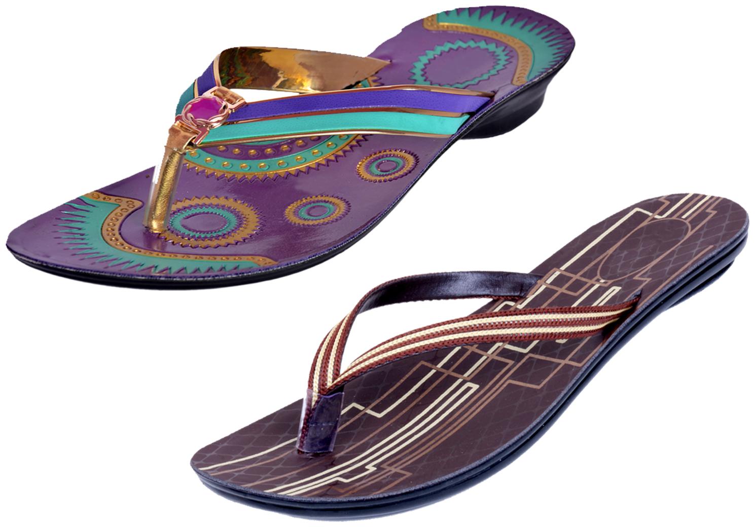 

IndiWeaves Womens Slippers Flipflops Pack of 2
