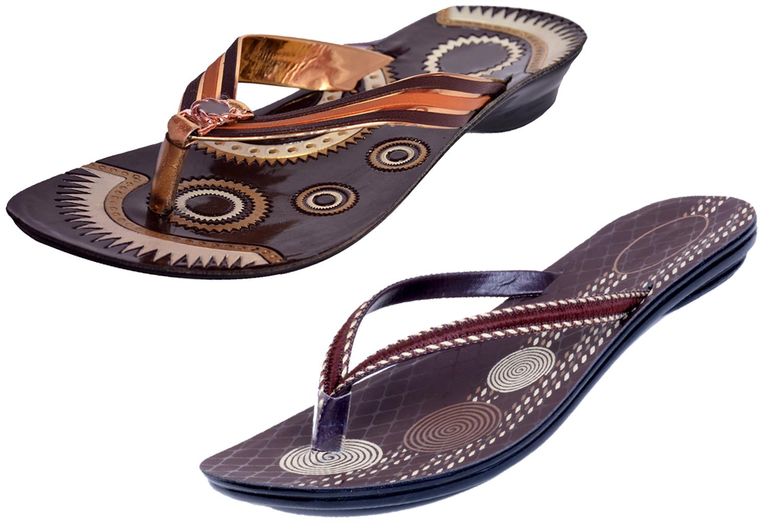 

IndiWeaves Womens Slippers Flipflops Pack of 2