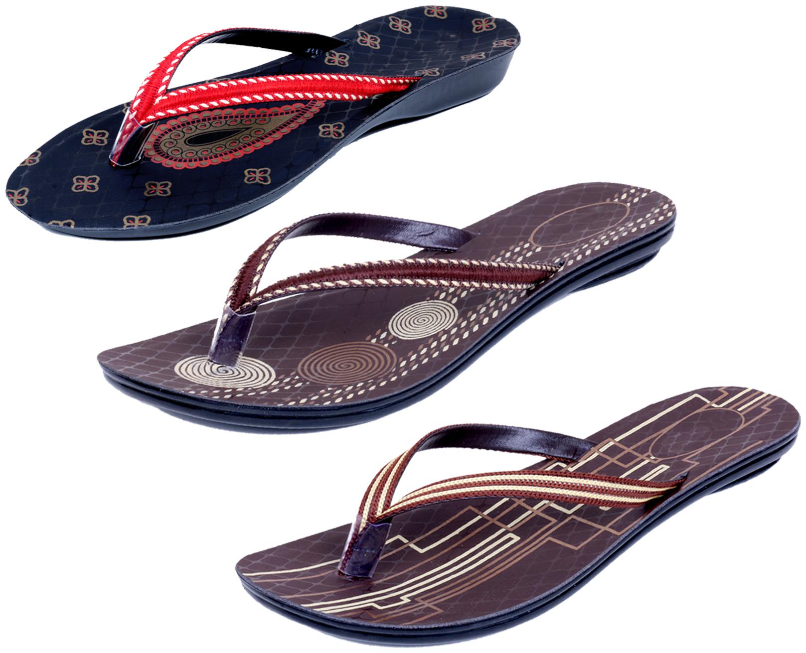 

IndiWeaves Womens Slippers Flipflops Pack of 3