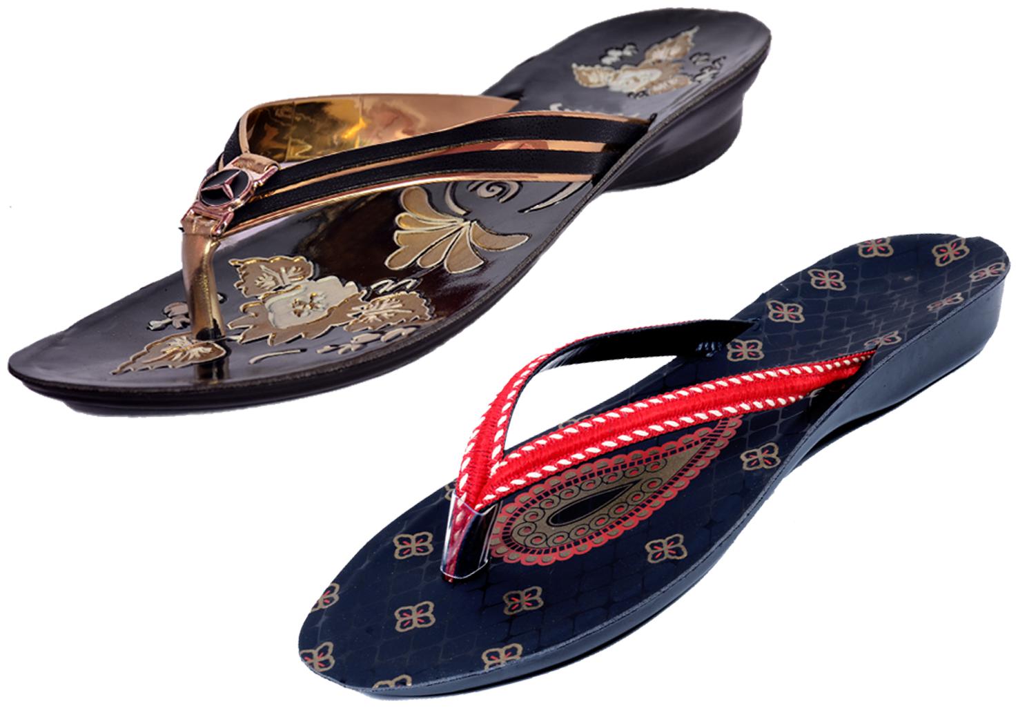 

IndiWeaves Womens Slippers Flipflops Pack of 2