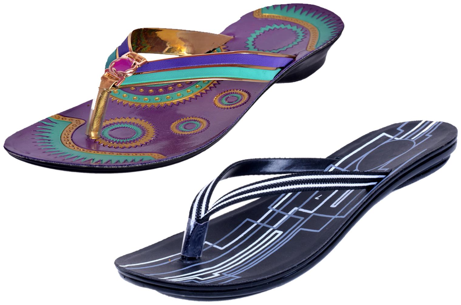 

IndiWeaves Womens Slippers Flipflops Pack of 2