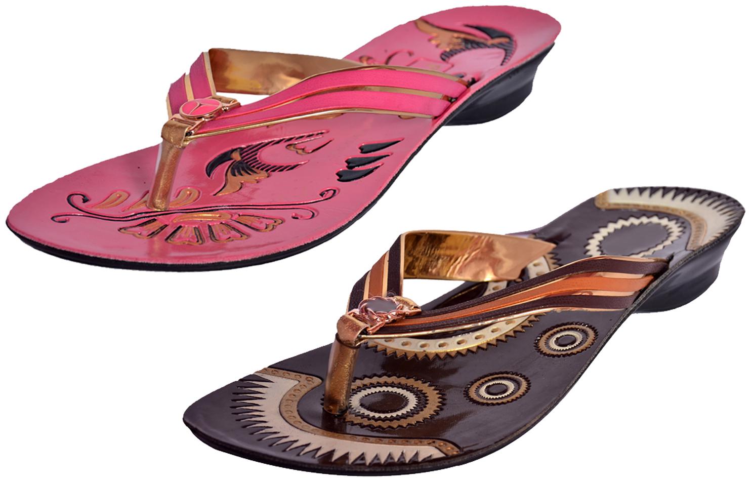 

IndiWeaves Womens Slippers Flipflops Pack of 2