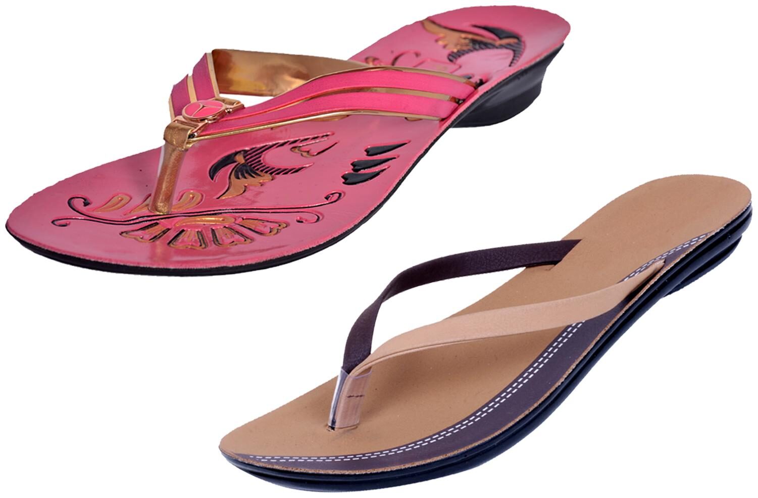 

IndiWeaves Womens Slippers Flipflops Pack of 2
