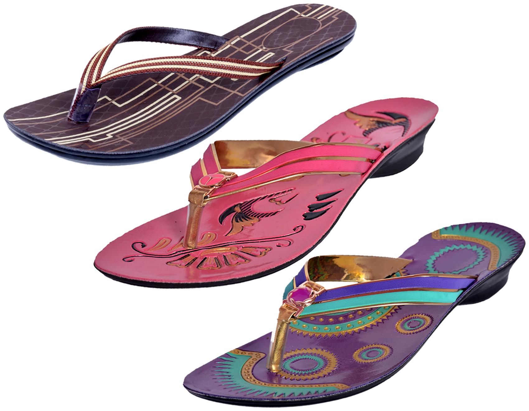 

IndiWeaves Womens Slippers Flipflops Pack of 3