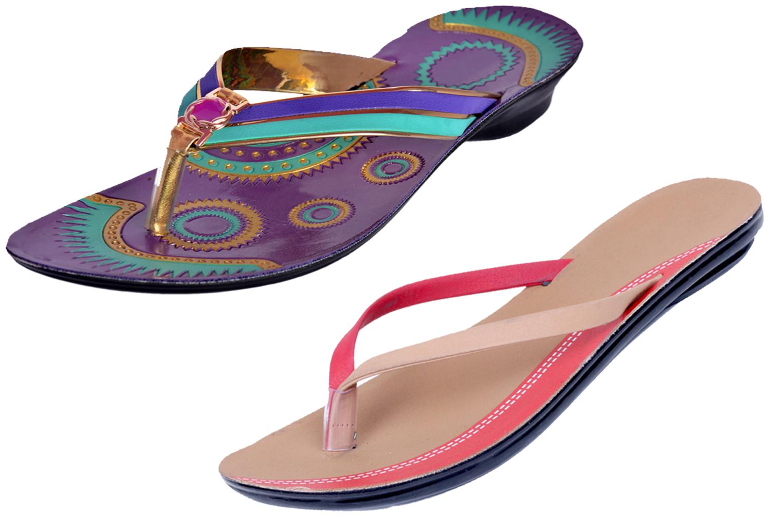

IndiWeaves Womens Slippers Flipflops Pack of 2