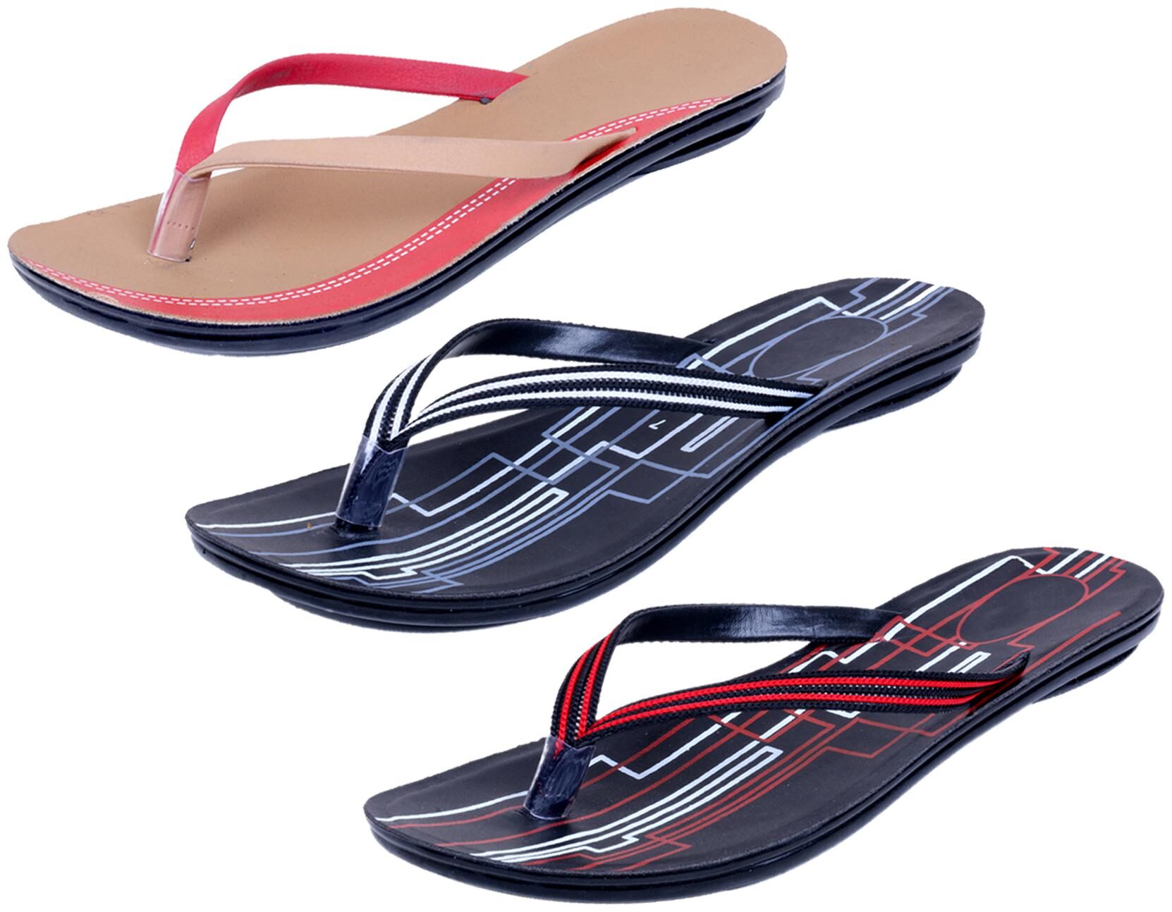 

IndiWeaves Womens Slippers Flipflops Pack of 3