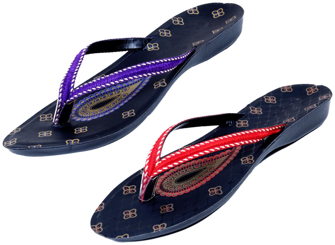

IndiWeaves Womens Slippers Flipflops Pack of 2