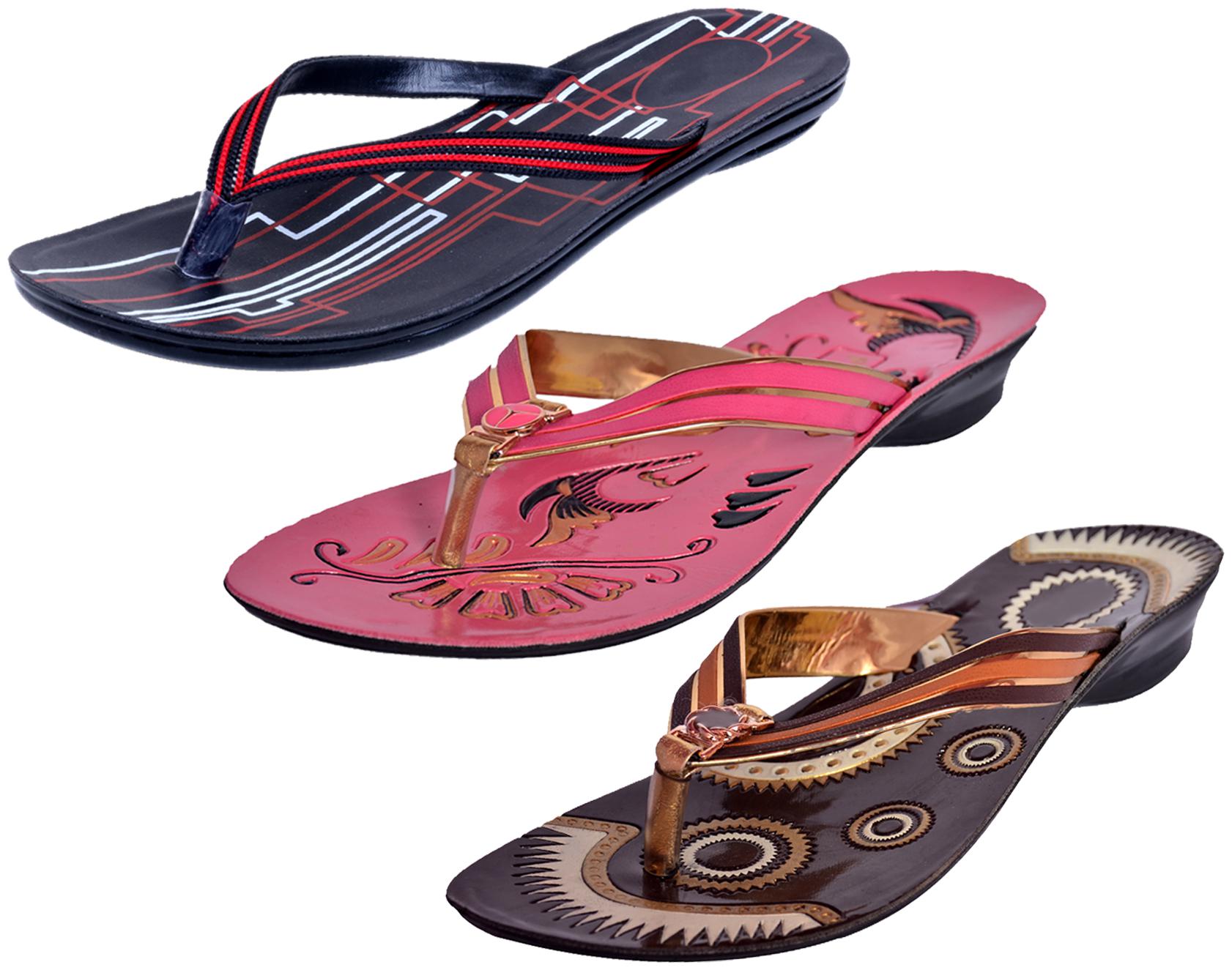 

IndiWeaves Womens Slippers Flipflops Pack of 3