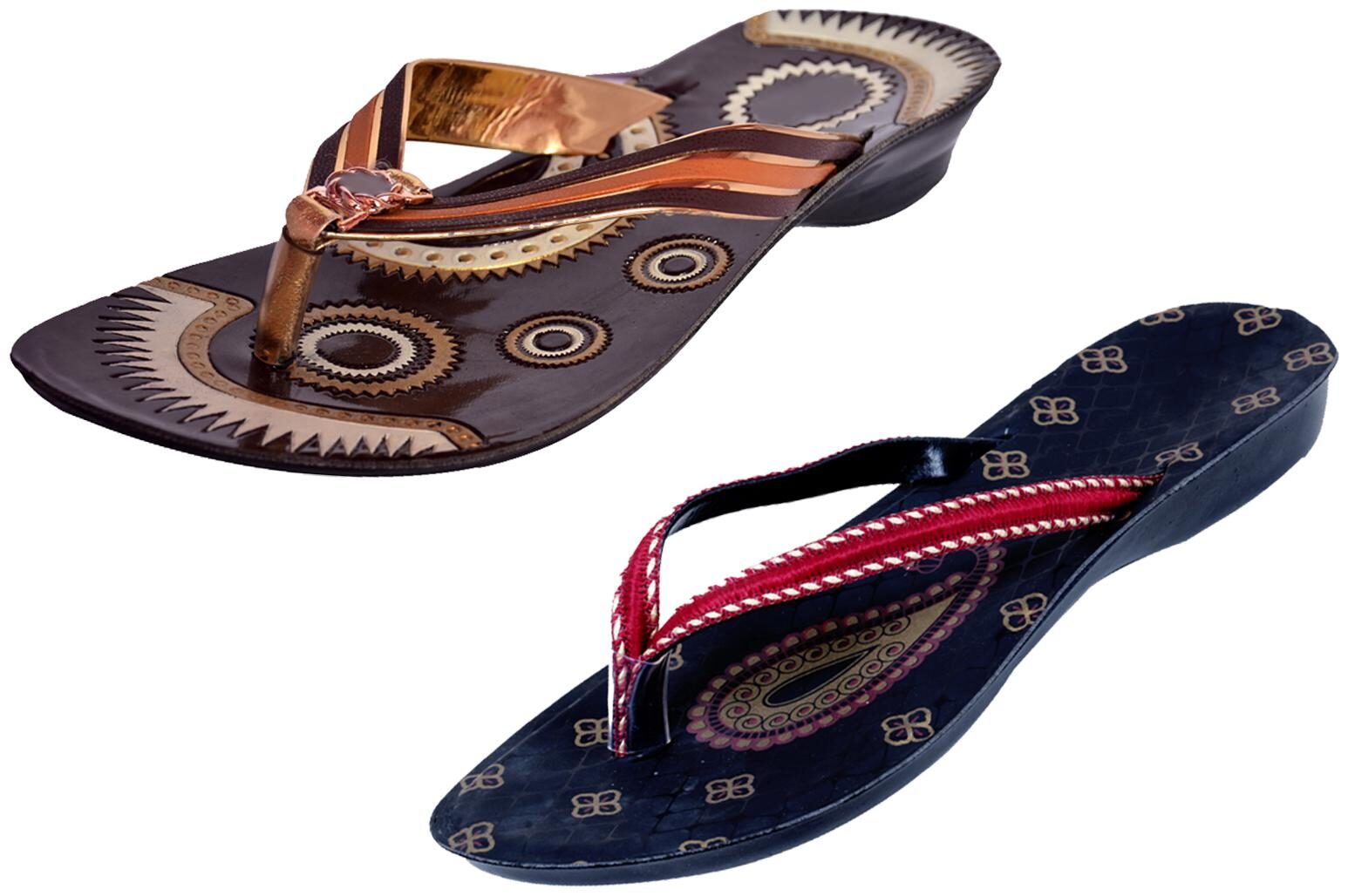 

IndiWeaves Womens Slippers Flipflops Pack of 2