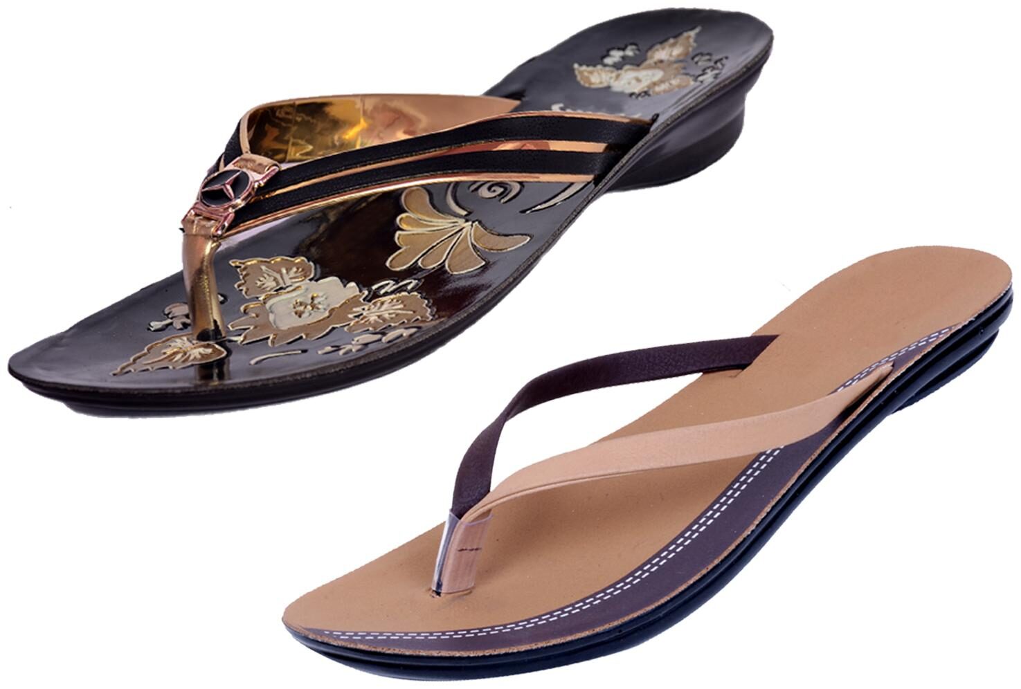

IndiWeaves Womens Slippers Flipflops Pack of 2