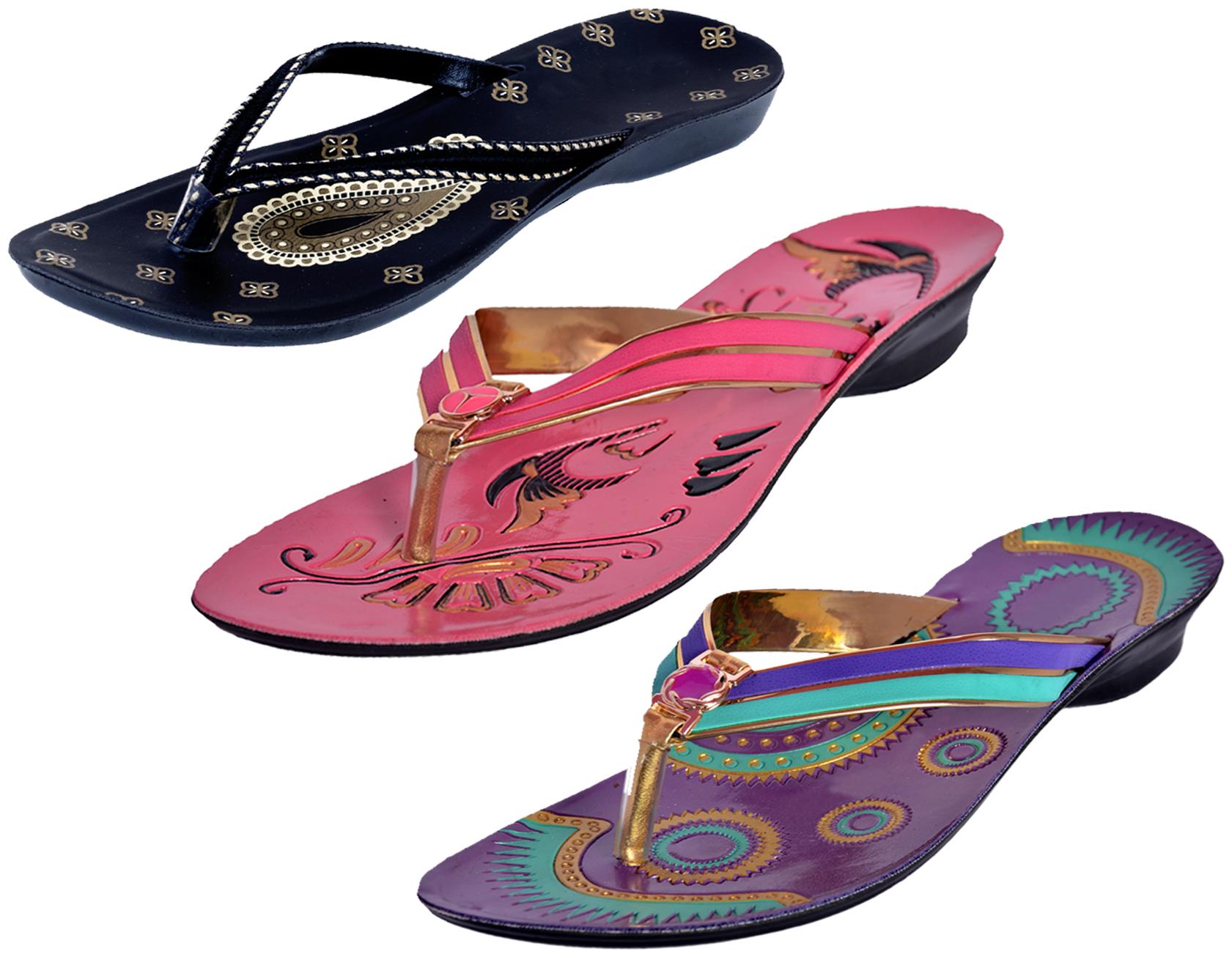 

IndiWeaves Womens Slippers Flipflops Pack of 3