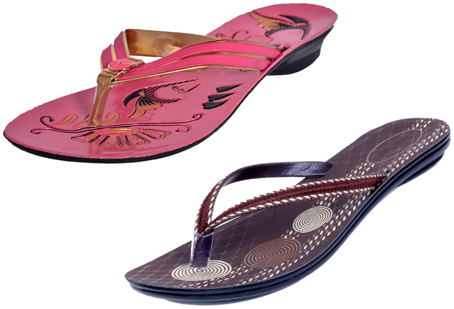 

IndiWeaves Womens Slippers Flipflops Pack of 2