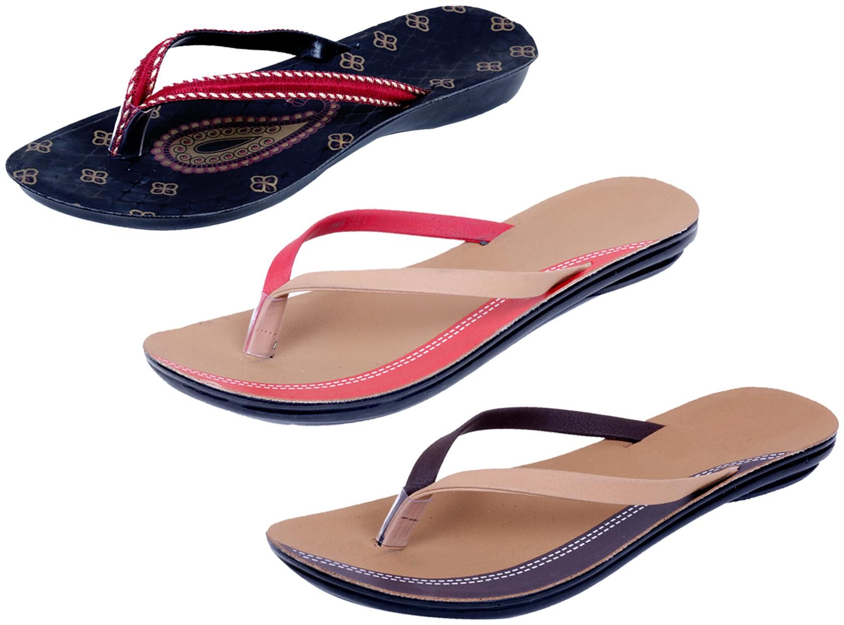 

IndiWeaves Womens Slippers Flipflops Pack of 3