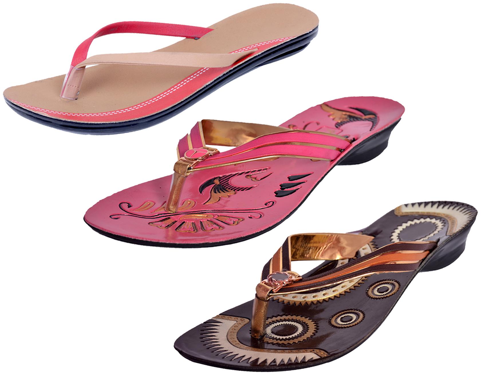 

IndiWeaves Womens Slippers Flipflops Pack of 3