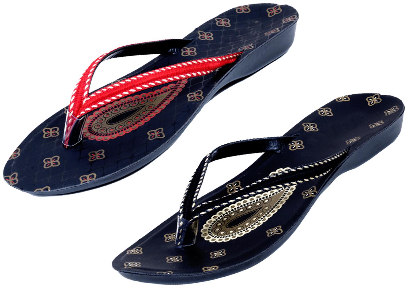 

IndiWeaves Womens Slippers Flipflops Pack of 2