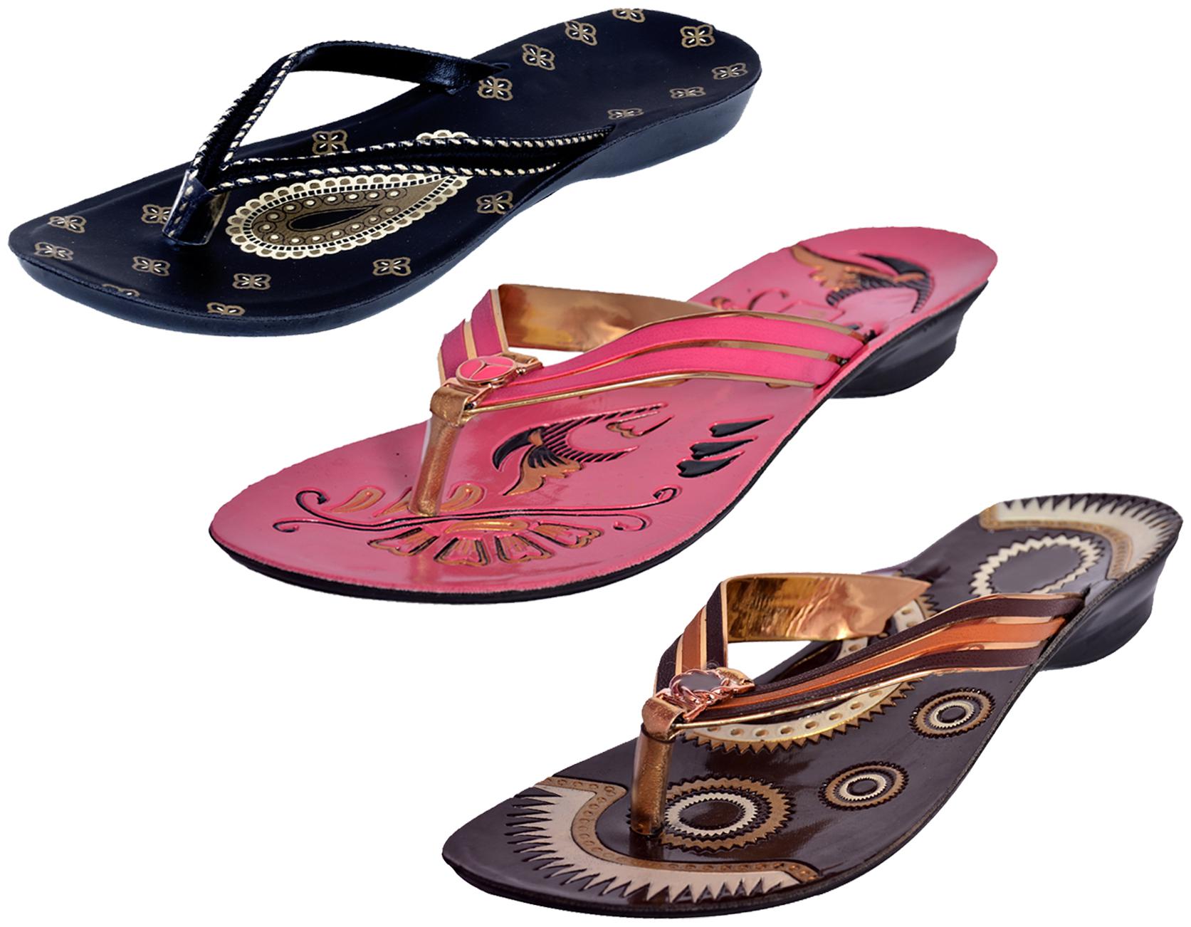 

IndiWeaves Womens Slippers Flipflops Pack of 3