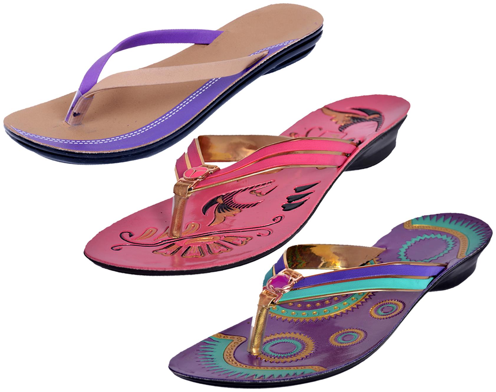 

IndiWeaves Womens Slippers Flipflops Pack of 3