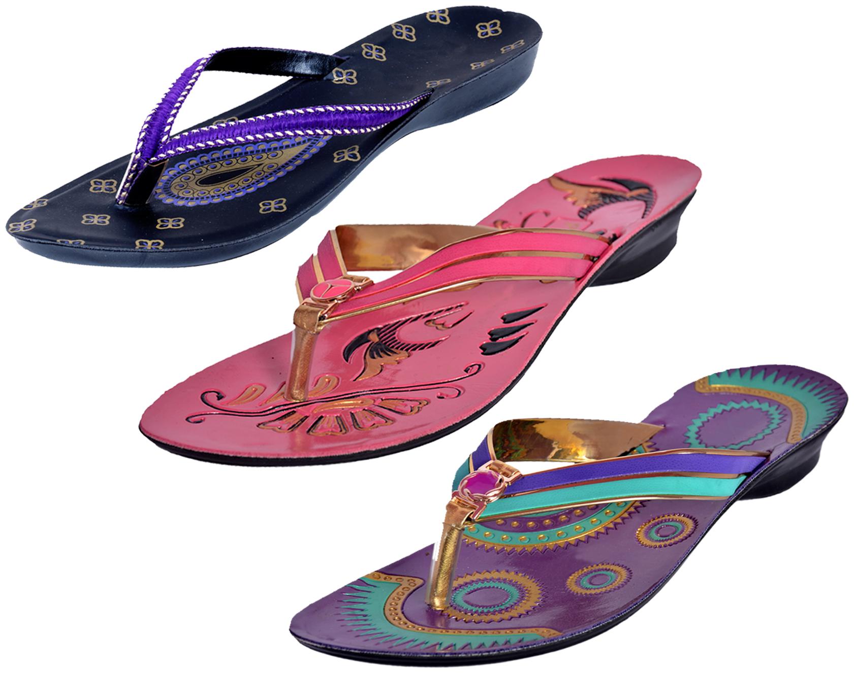 

IndiWeaves Womens Slippers Flipflops Pack of 3