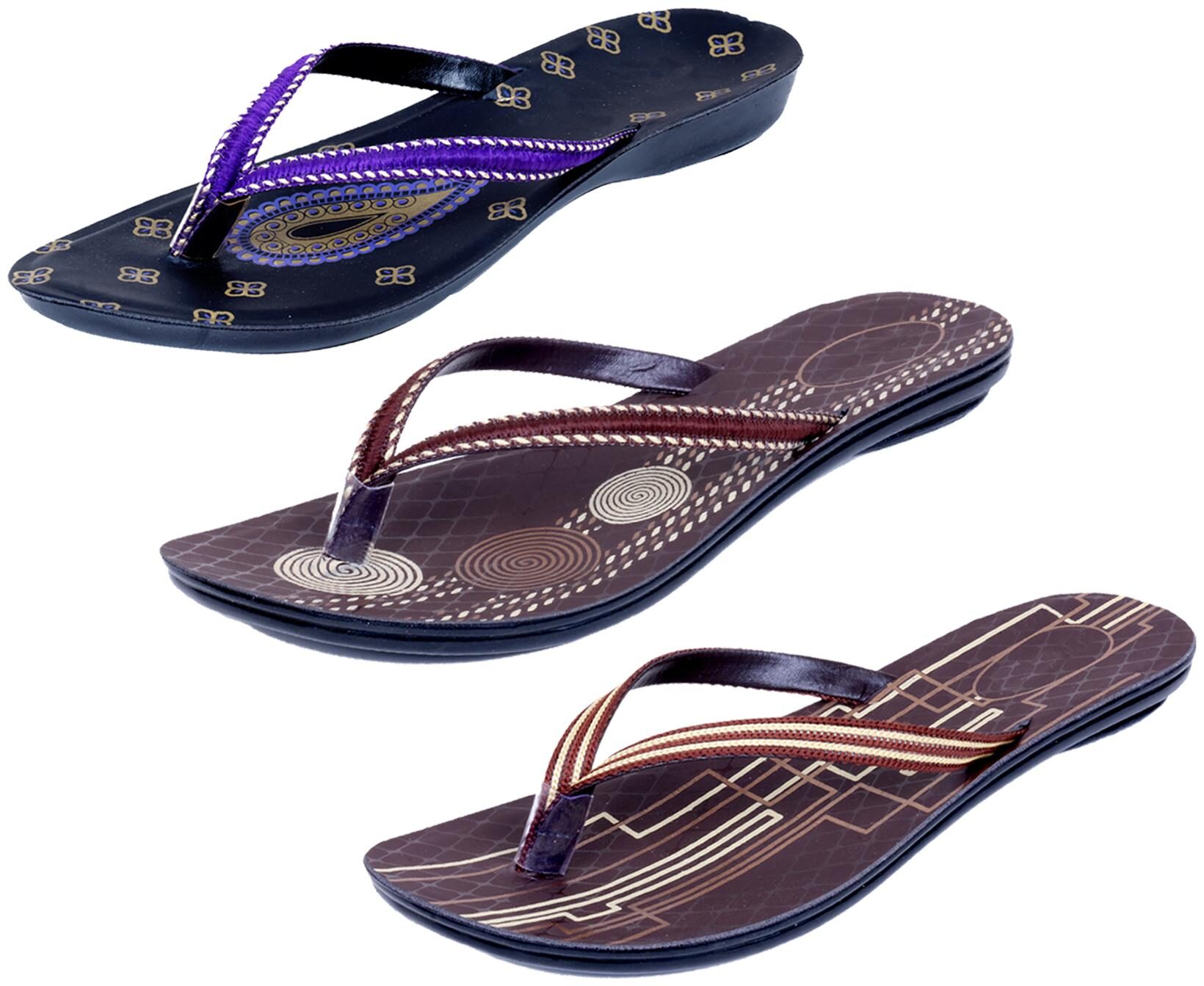 

IndiWeaves Womens Slippers Flipflops Pack of 3